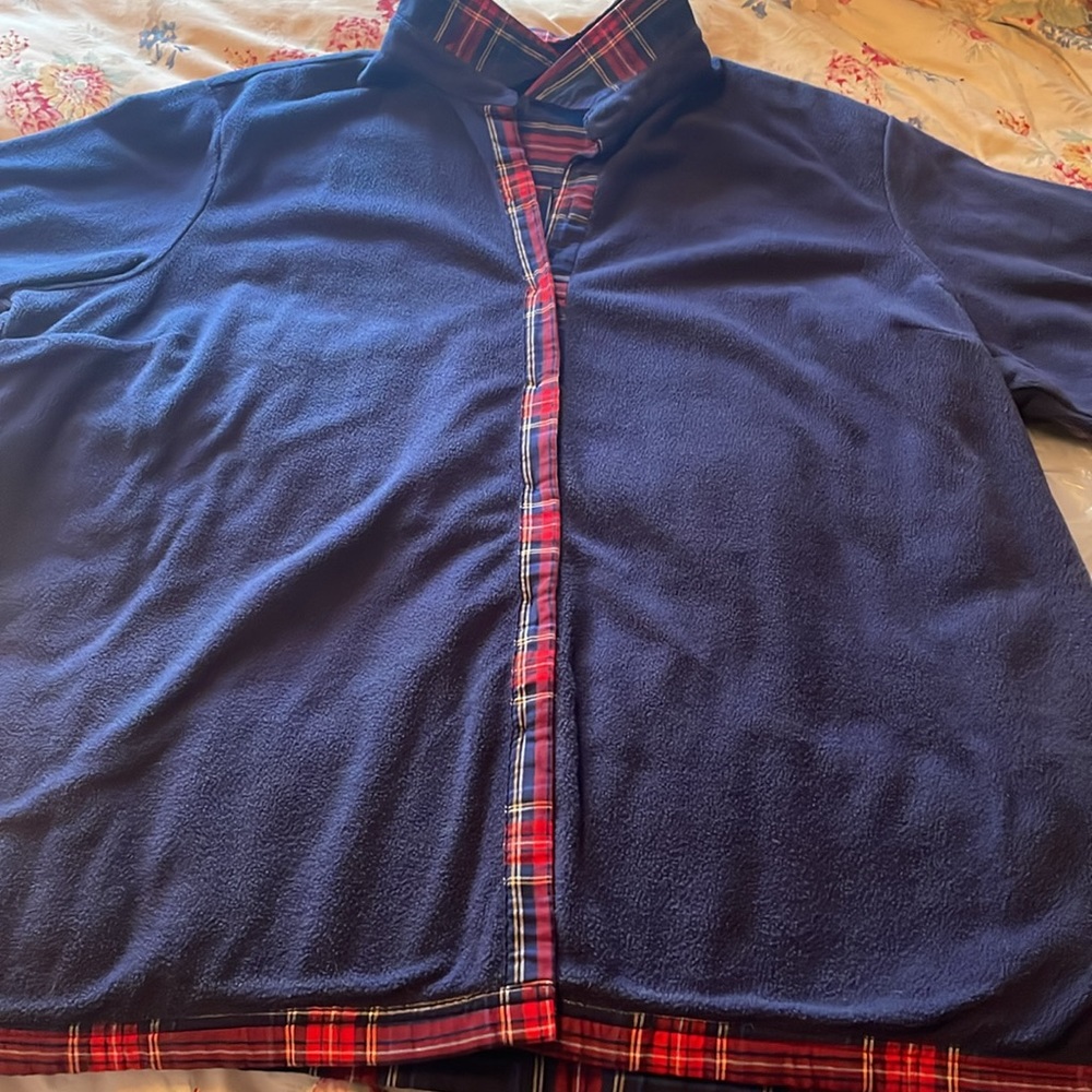 L.L. Bean Plus Size 3X Blue/Red Plaid Fleece Lined Long Sleeve “Shacket” - Picture 11 of 13